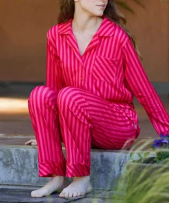 PIJAMA M/L ABOTONADO MODAL RAYADO