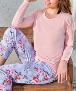 pijama m/l estampa flores
