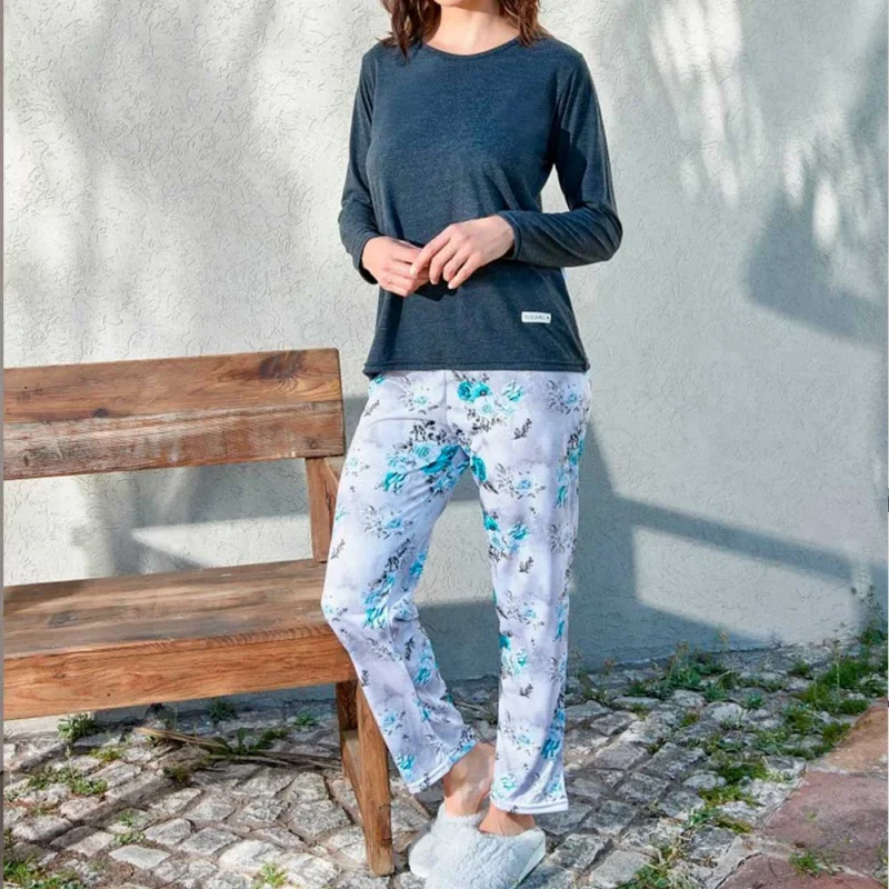 pijama m/l 5-6-7-8 estampa flores