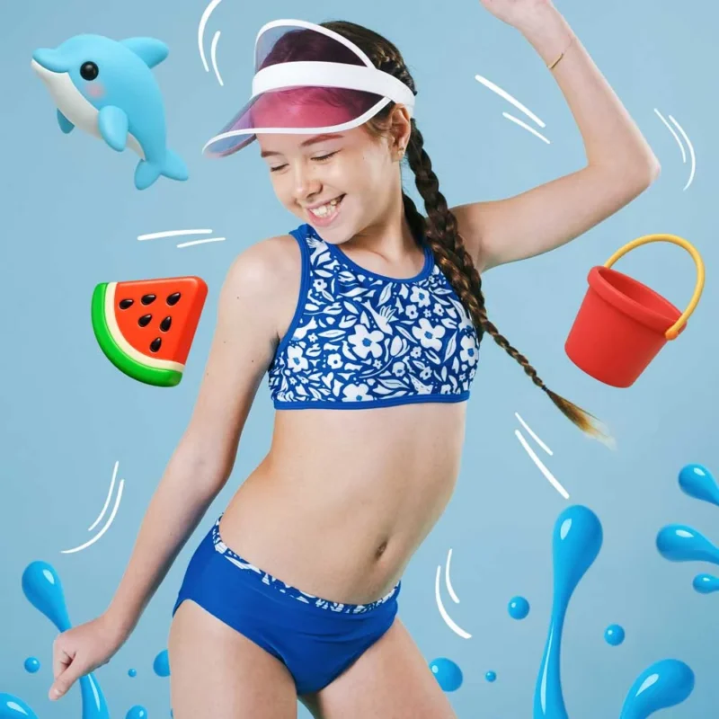 malla niña top y bombacha lisa