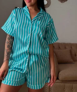 pijama m/c abotonado rayas