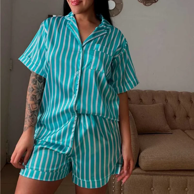 pijama m/c abotonado rayas