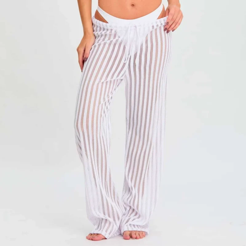 pantalon texturado calado liso
